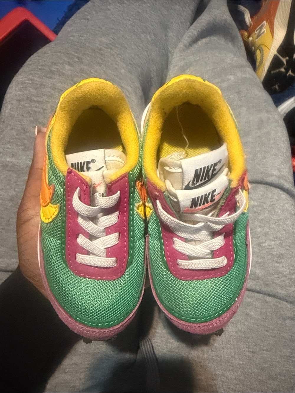 Nike Kids Colorful Mesh Sneakers - Green, Pink & Yellow
